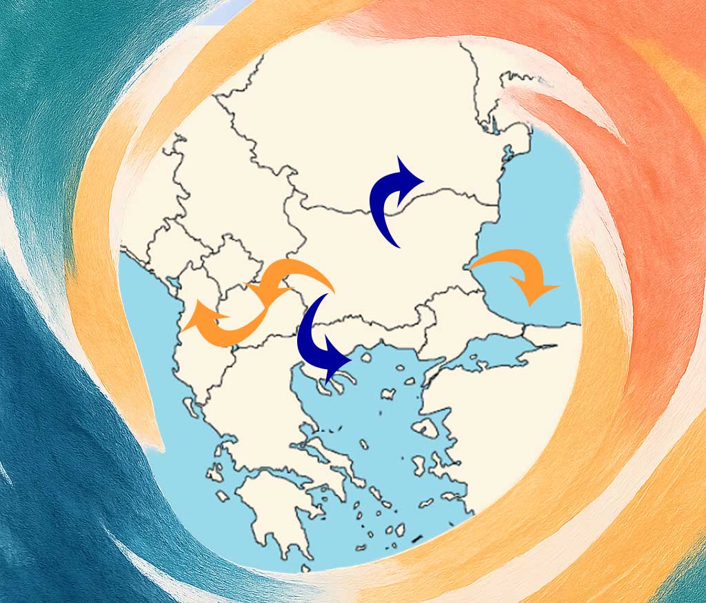 Map of the Balkans showing the popular destinations near Bulgaria