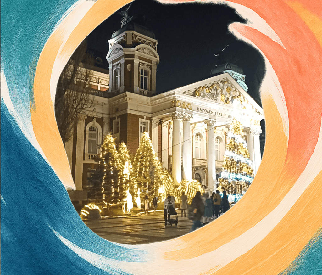 The German Christmas Market in Sofia is located close to the National Teatre